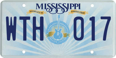 MS license plate WTH017
