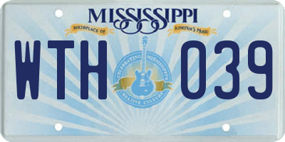MS license plate WTH039