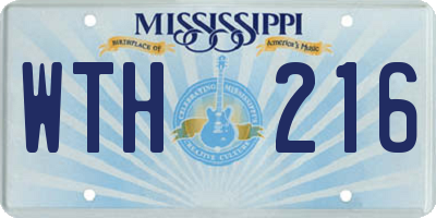 MS license plate WTH216