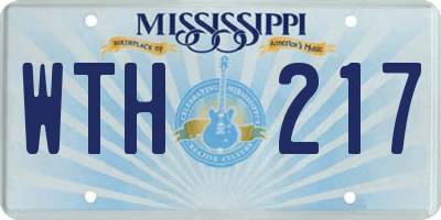MS license plate WTH217