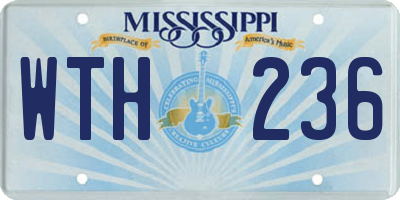MS license plate WTH236