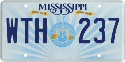 MS license plate WTH237