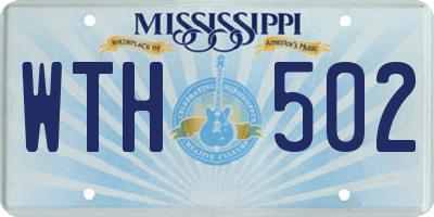 MS license plate WTH502
