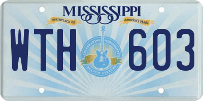 MS license plate WTH603