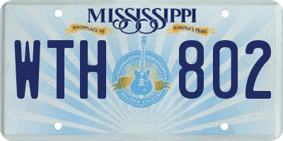 MS license plate WTH802