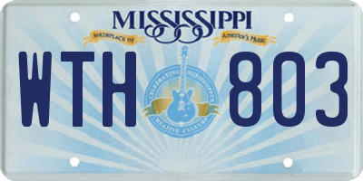 MS license plate WTH803