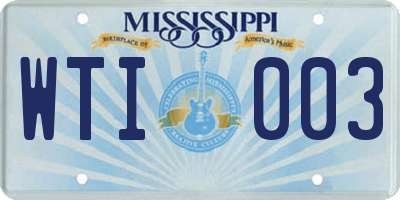MS license plate WTI003