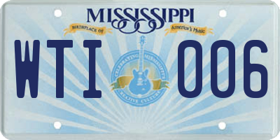 MS license plate WTI006