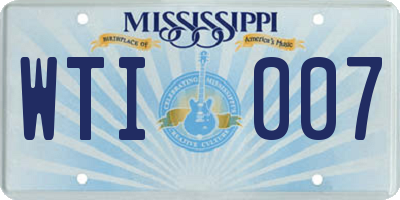 MS license plate WTI007