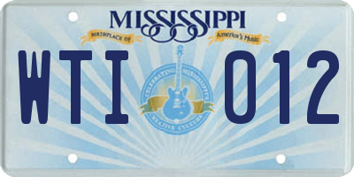 MS license plate WTI012