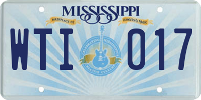 MS license plate WTI017