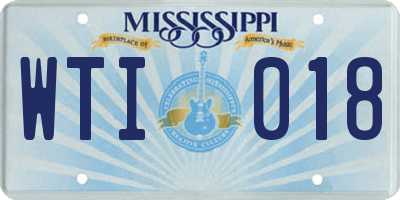 MS license plate WTI018