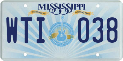 MS license plate WTI038