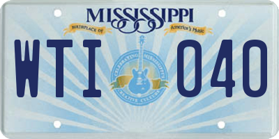 MS license plate WTI040