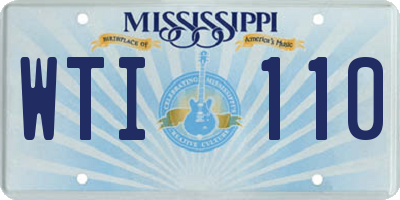 MS license plate WTI110