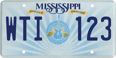 MS license plate WTI123