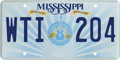 MS license plate WTI204
