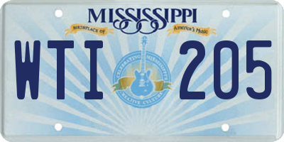 MS license plate WTI205