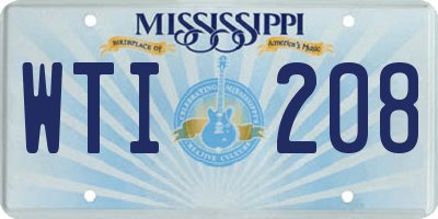 MS license plate WTI208