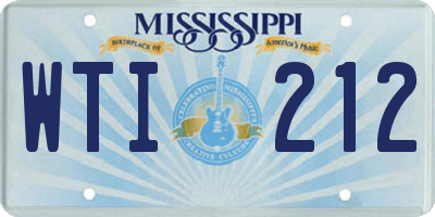 MS license plate WTI212