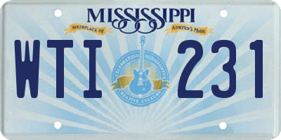 MS license plate WTI231