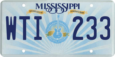 MS license plate WTI233