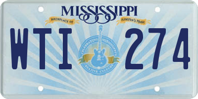 MS license plate WTI274