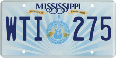 MS license plate WTI275