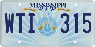 MS license plate WTI315