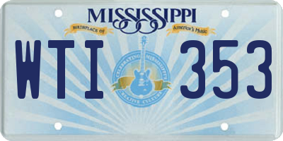 MS license plate WTI353