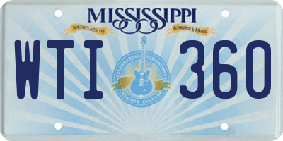 MS license plate WTI360