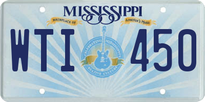 MS license plate WTI450