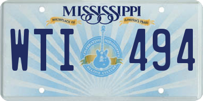 MS license plate WTI494