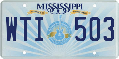 MS license plate WTI503