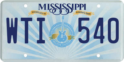 MS license plate WTI540