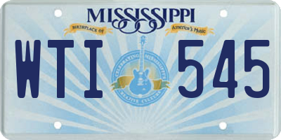 MS license plate WTI545