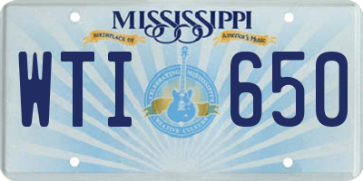 MS license plate WTI650