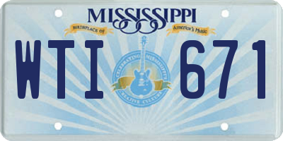 MS license plate WTI671
