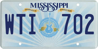 MS license plate WTI702