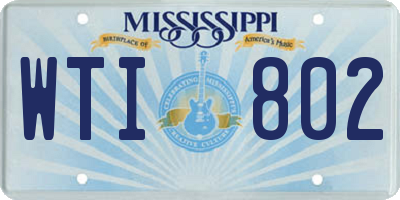 MS license plate WTI802