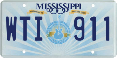 MS license plate WTI911