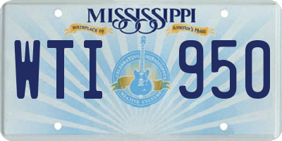 MS license plate WTI950