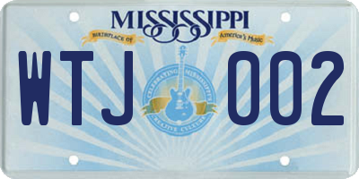 MS license plate WTJ002