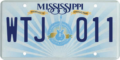 MS license plate WTJ011