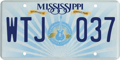 MS license plate WTJ037