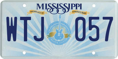 MS license plate WTJ057
