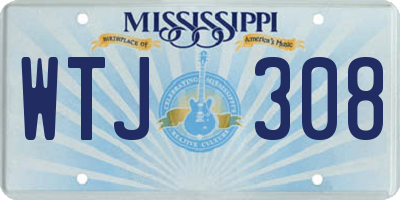 MS license plate WTJ308
