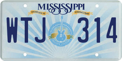 MS license plate WTJ314