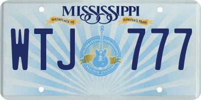 MS license plate WTJ777