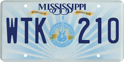 MS license plate WTK210